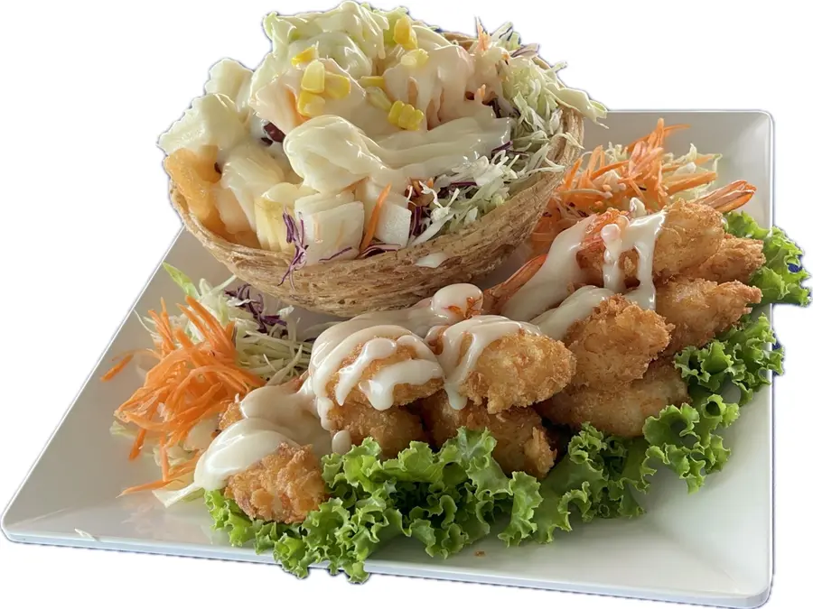 เมนูแนะนำ สลัดกุ้งกระทงเผือก